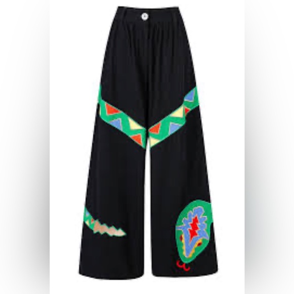 Linen Snake Wide Leg Trousers - Picture 5 of 6